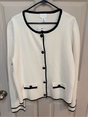 H&M Cream Cardigan with Black Trim